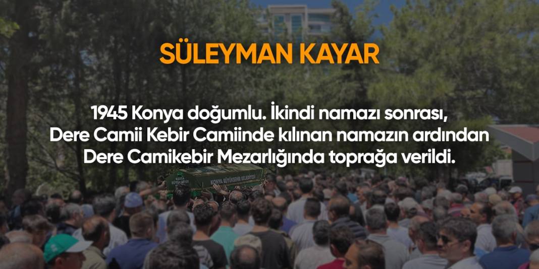 Konya'da bugün vefat edenler | 12 Ekim 2024 7